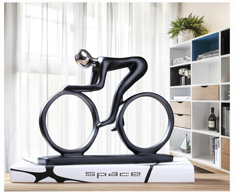 Resin Cyclist Sculpture - Elegance and Movement for Your Decoration