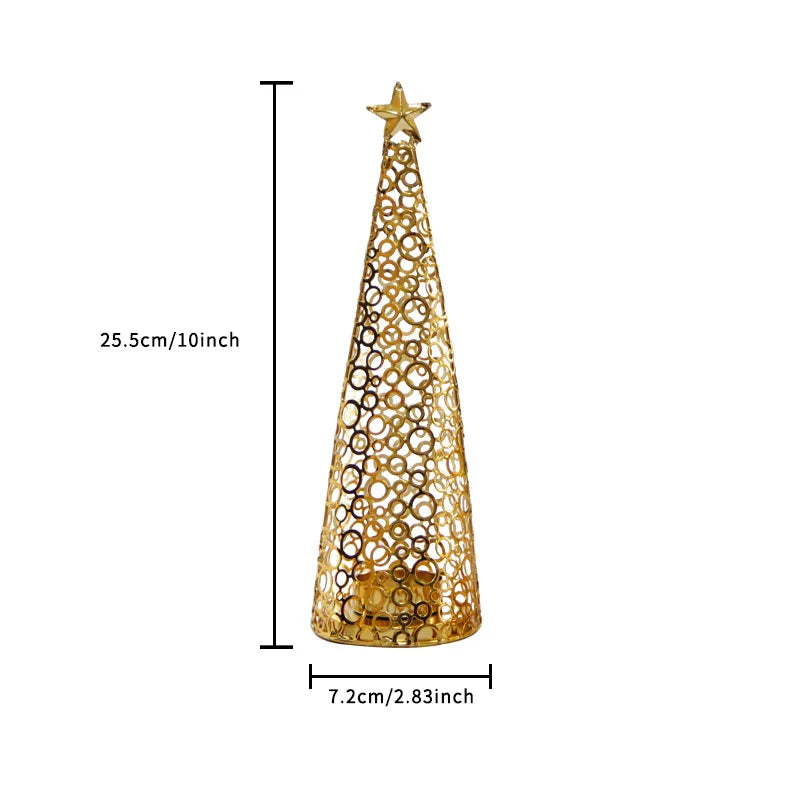 Metal candlestick in the shape of a Christmas tree