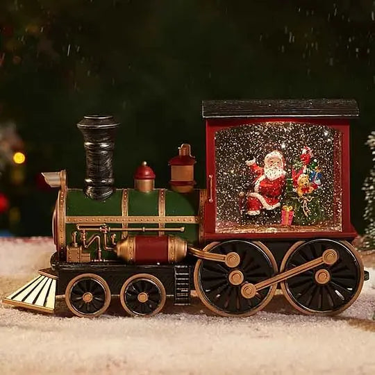 Illuminated Christmas Train with Crystal Globe: the perfect gift for Christmas Eve!