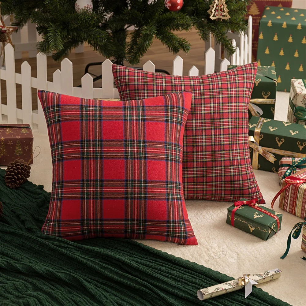 Scottish plaid Christmas pillowcases