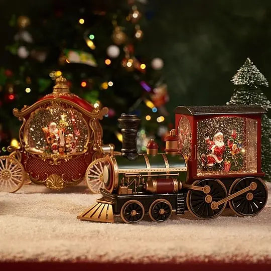 Illuminated Christmas Train with Crystal Globe: the perfect gift for Christmas Eve!