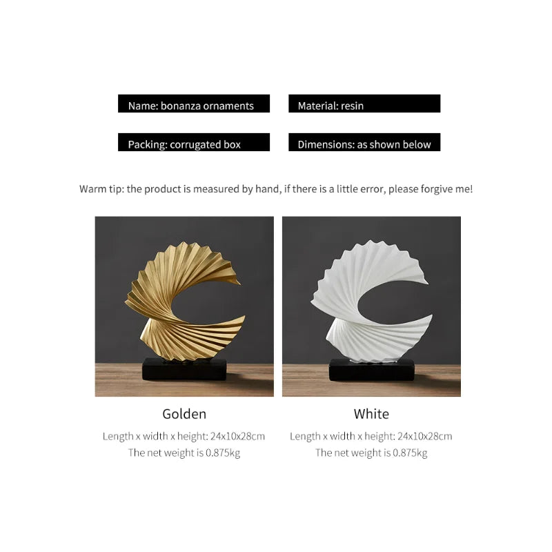 Modern Decor Abstract Sculpture Resin Sculptur Art Golden Statue Living Room Home Decoration Office Desk Decoration Accessories