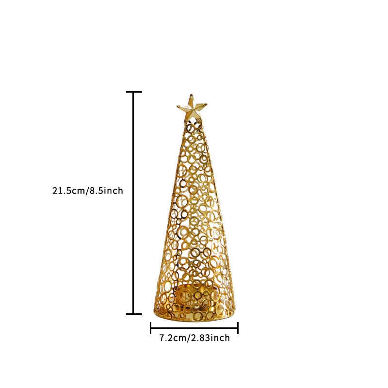 Metal candlestick in the shape of a Christmas tree