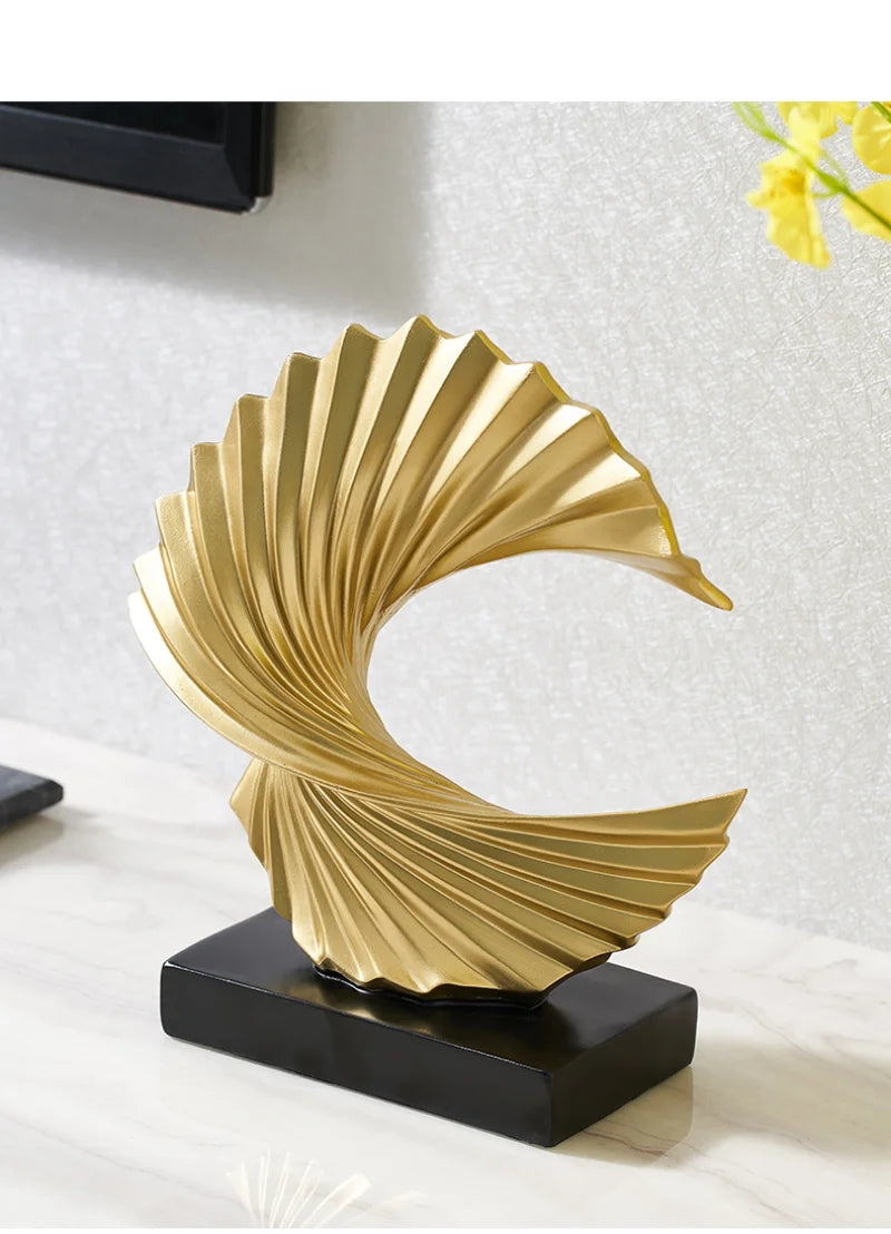 Modern Decor Abstract Sculpture Resin Sculptur Art Golden Statue Living Room Home Decoration Office Desk Decoration Accessories