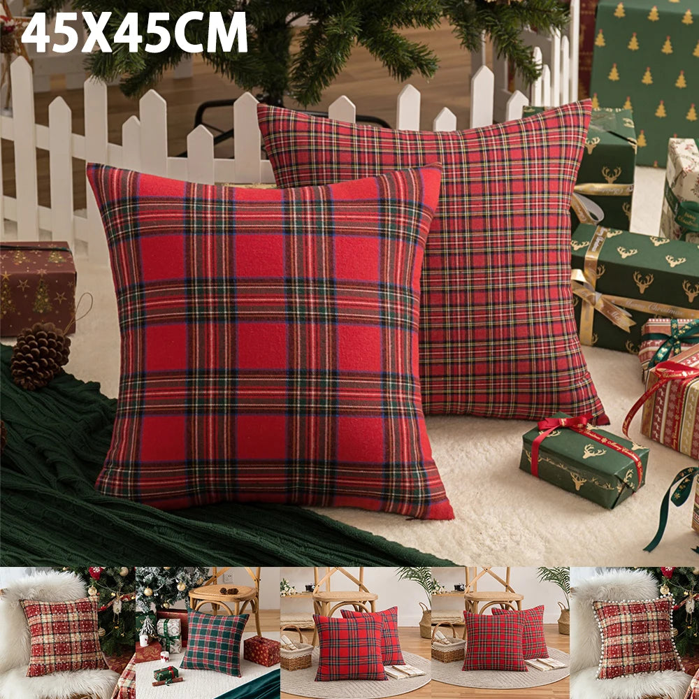 Scottish plaid Christmas pillowcases