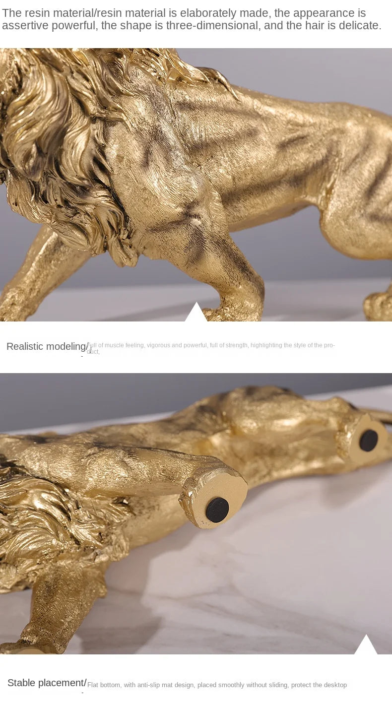 Golden Lion King Statue: Power and Elegance in Decoration