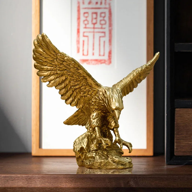 Majestic Golden Eagle Statue in Resin Sophistication for your decor!