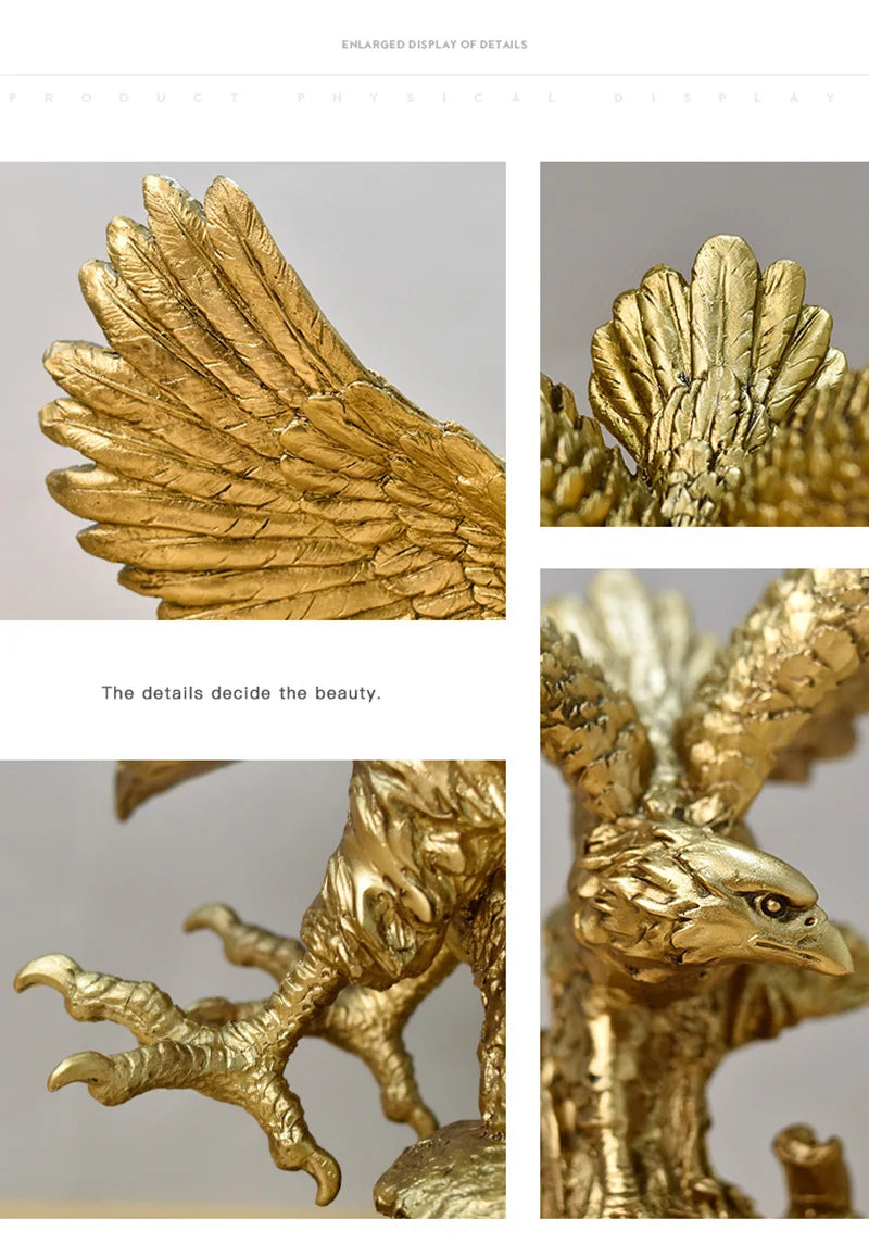 Majestic Golden Eagle Statue in Resin Sophistication for your decor!