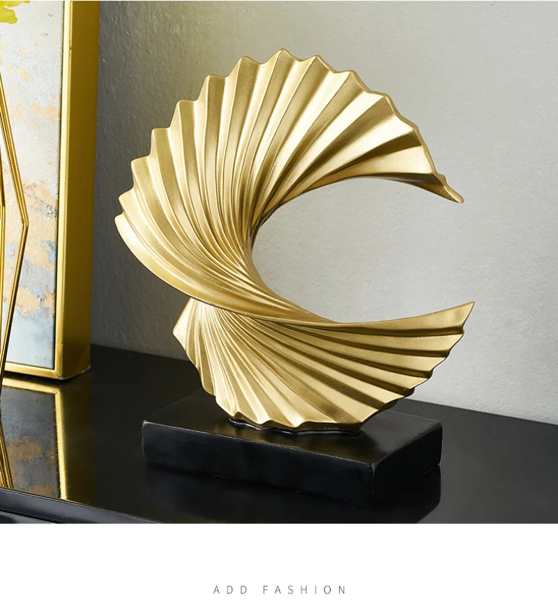 Modern Decor Abstract Sculpture Resin Sculptur Art Golden Statue Living Room Home Decoration Office Desk Decoration Accessories