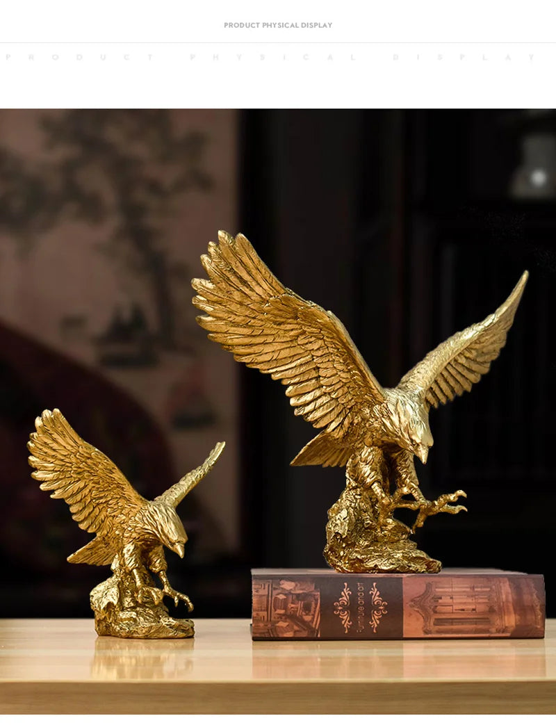 Majestic Golden Eagle Statue in Resin Sophistication for your decor!