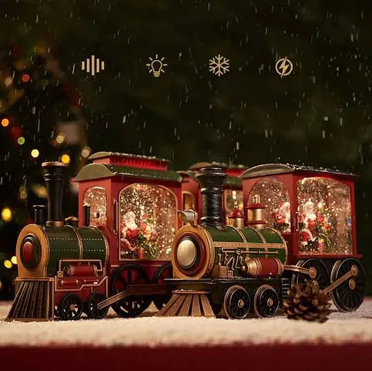 Illuminated Christmas Train with Crystal Globe: the perfect gift for Christmas Eve!