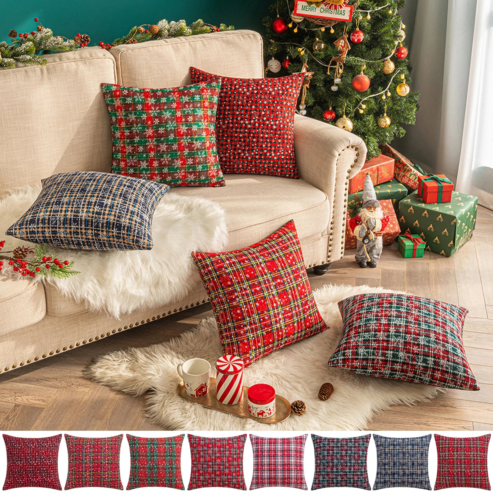 Scottish plaid Christmas pillowcases