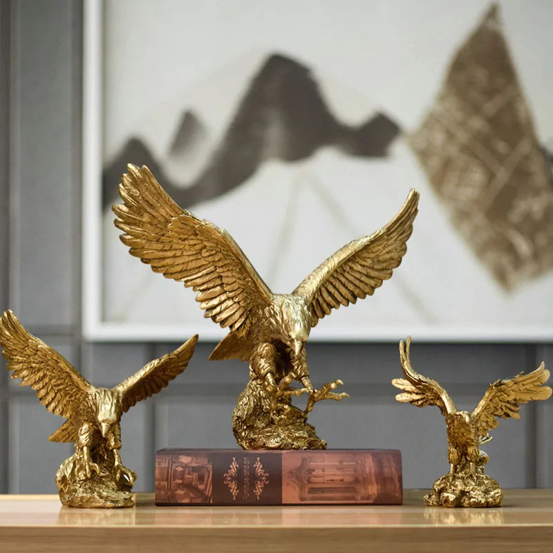 Majestic Golden Eagle Statue in Resin Sophistication for your decor!