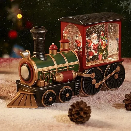 Illuminated Christmas Train with Crystal Globe: the perfect gift for Christmas Eve!