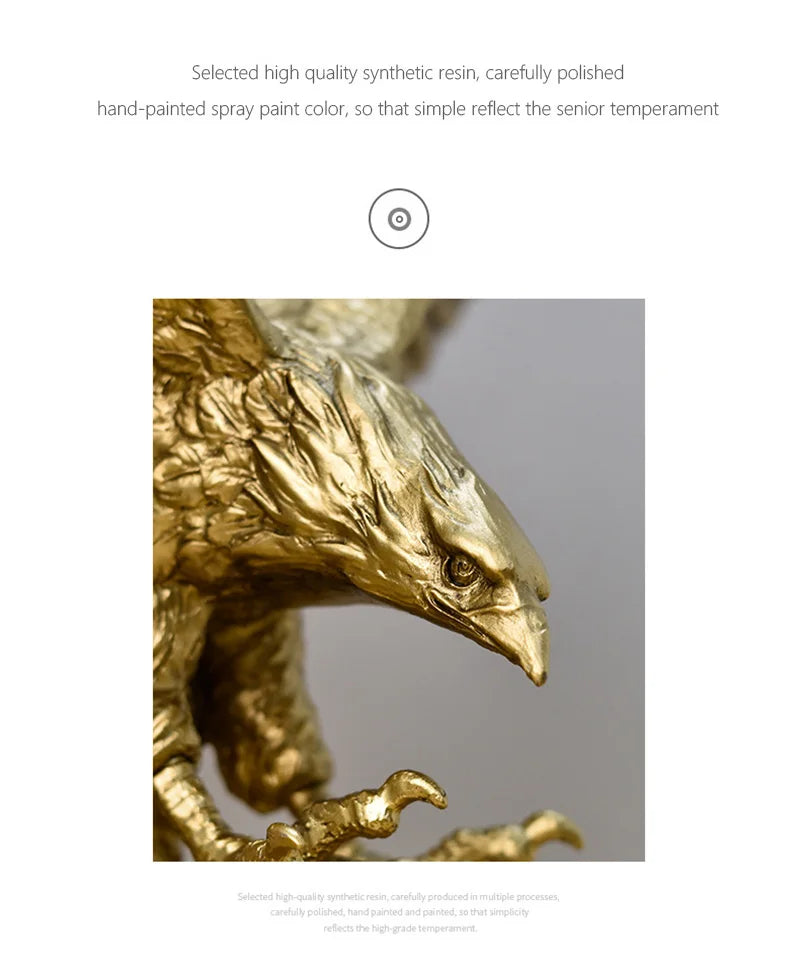 Majestic Golden Eagle Statue in Resin Sophistication for your decor!