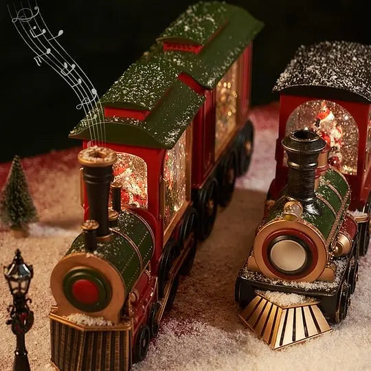 Illuminated Christmas Train with Crystal Globe: the perfect gift for Christmas Eve!