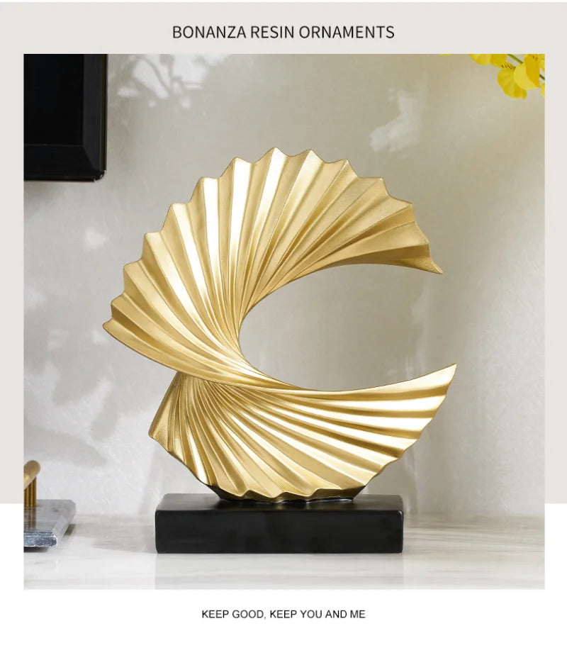 Modern Decor Abstract Sculpture Resin Sculptur Art Golden Statue Living Room Home Decoration Office Desk Decoration Accessories